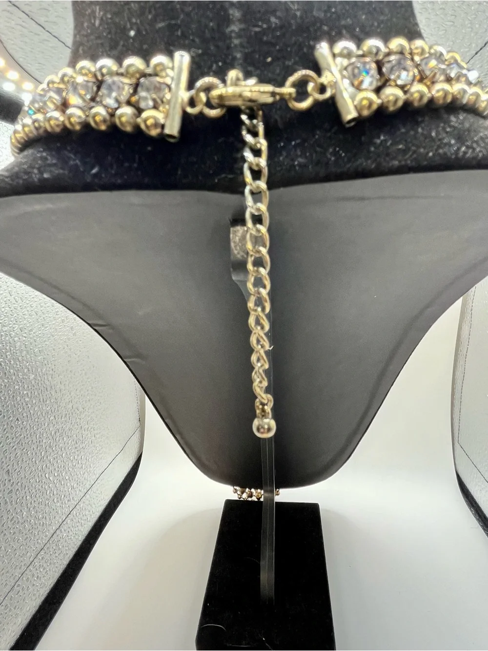 Gold Crystal Multi-Strand Statement Necklace with Matching Studs